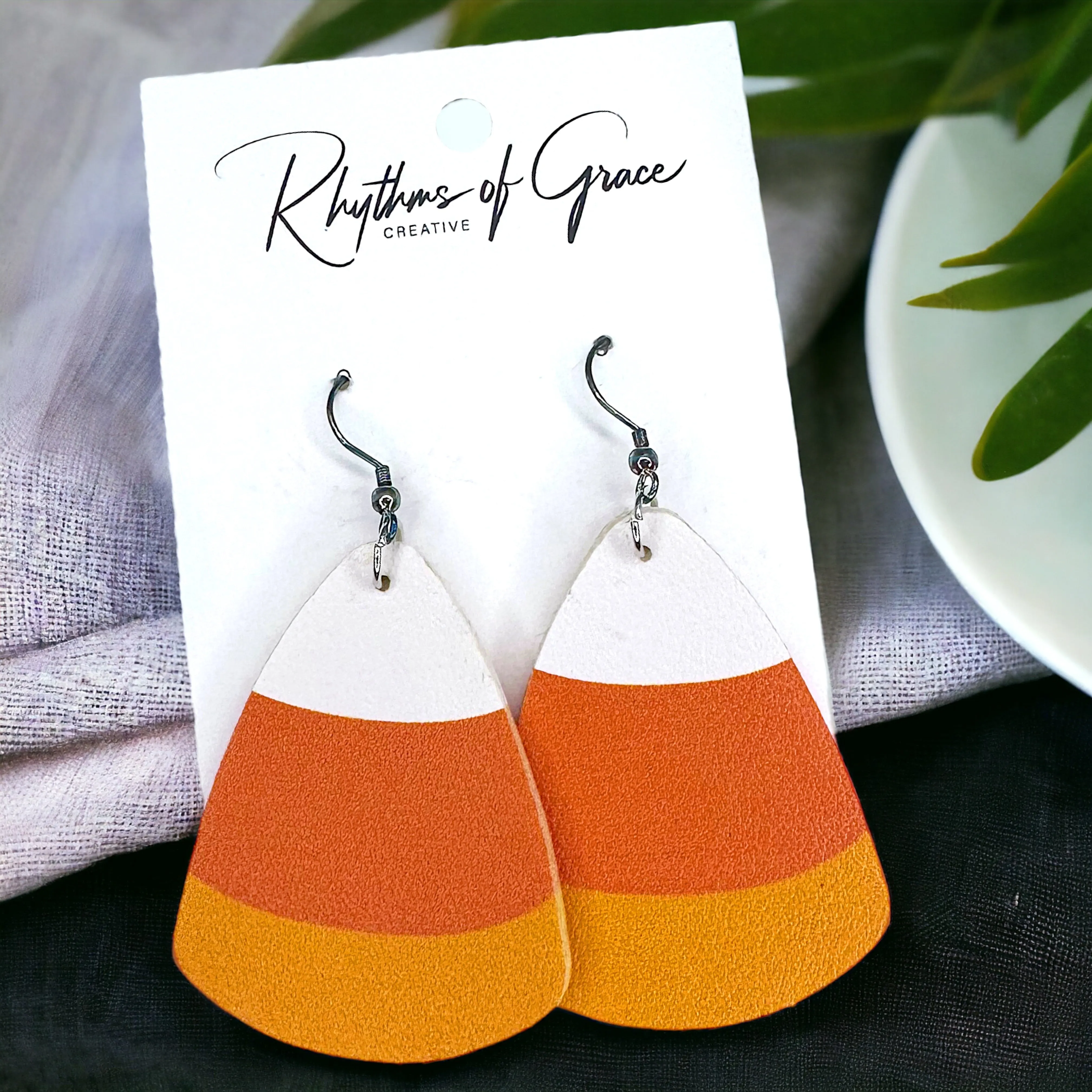 Candy Corn Earrings - Candy Corn Accessories, Halloween Accessories , Halloween Earrings, Not So Scary Halloween, Candy Earrings