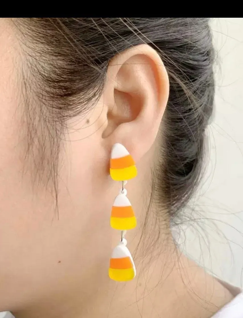 Candy Corn Earrings - Happy Halloween, Handmade Jewelry, Halloween Earrings, Handmade Earrings, Halloween Jewelry, Halloween Candy