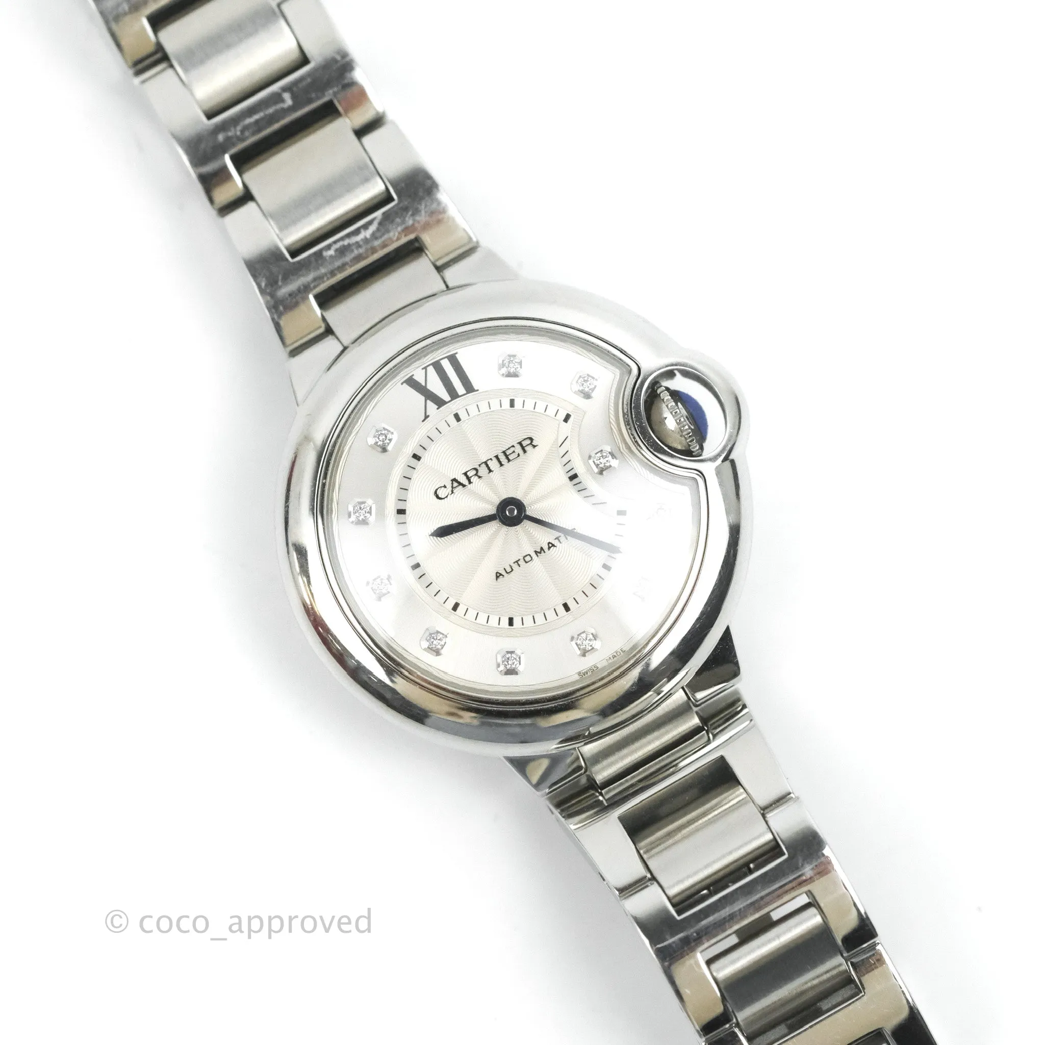 Cartier Ballon Bleu De Cartier Watch 36mm Steel Diamonds