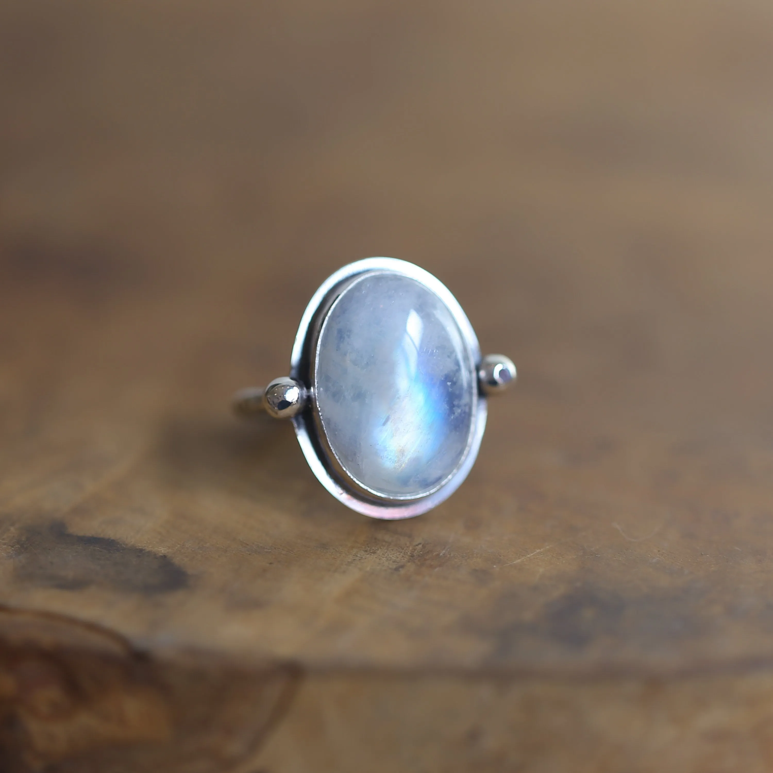 Chloe Ring - Rainbow Moonstone Ring - .925 Sterling Silver - Silversmith Ring