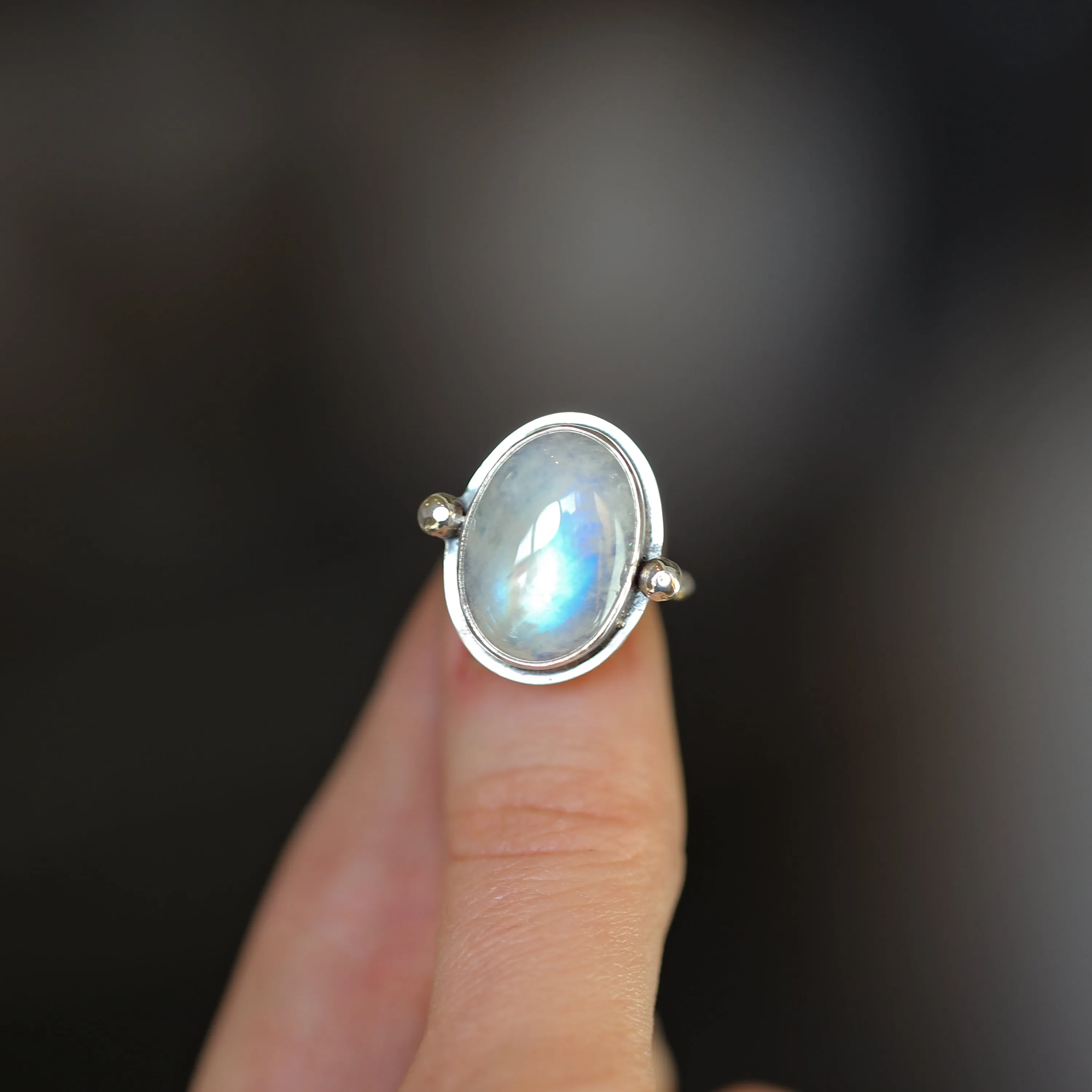 Chloe Ring - Rainbow Moonstone Ring - .925 Sterling Silver - Silversmith Ring