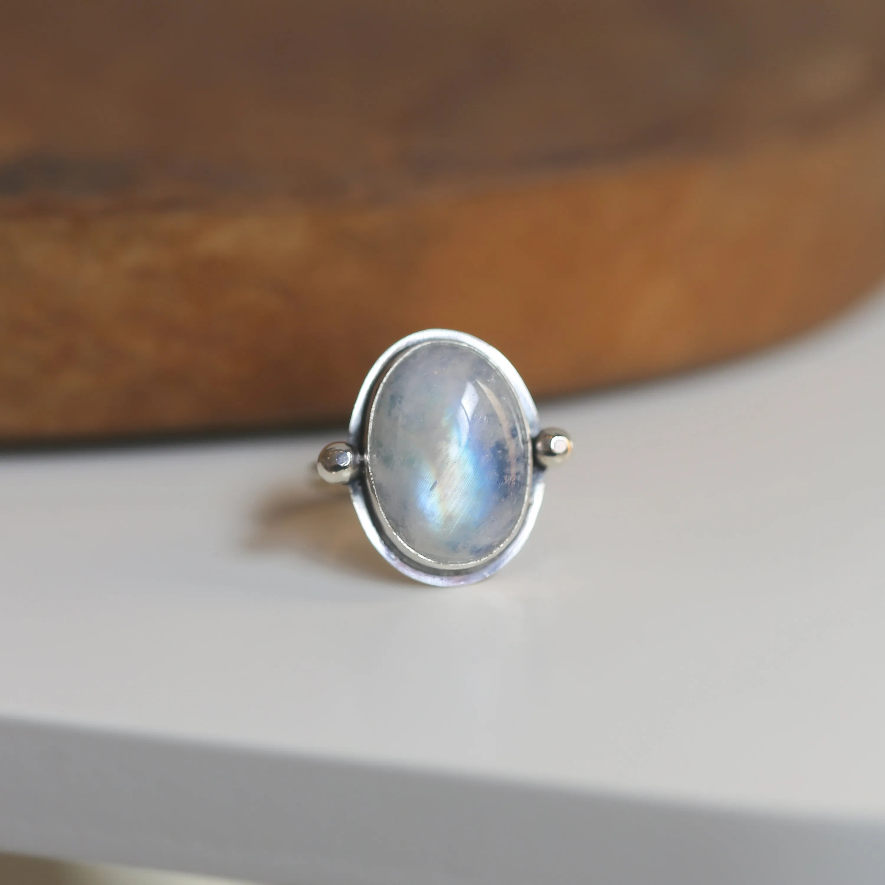 Chloe Ring - Rainbow Moonstone Ring - .925 Sterling Silver - Silversmith Ring