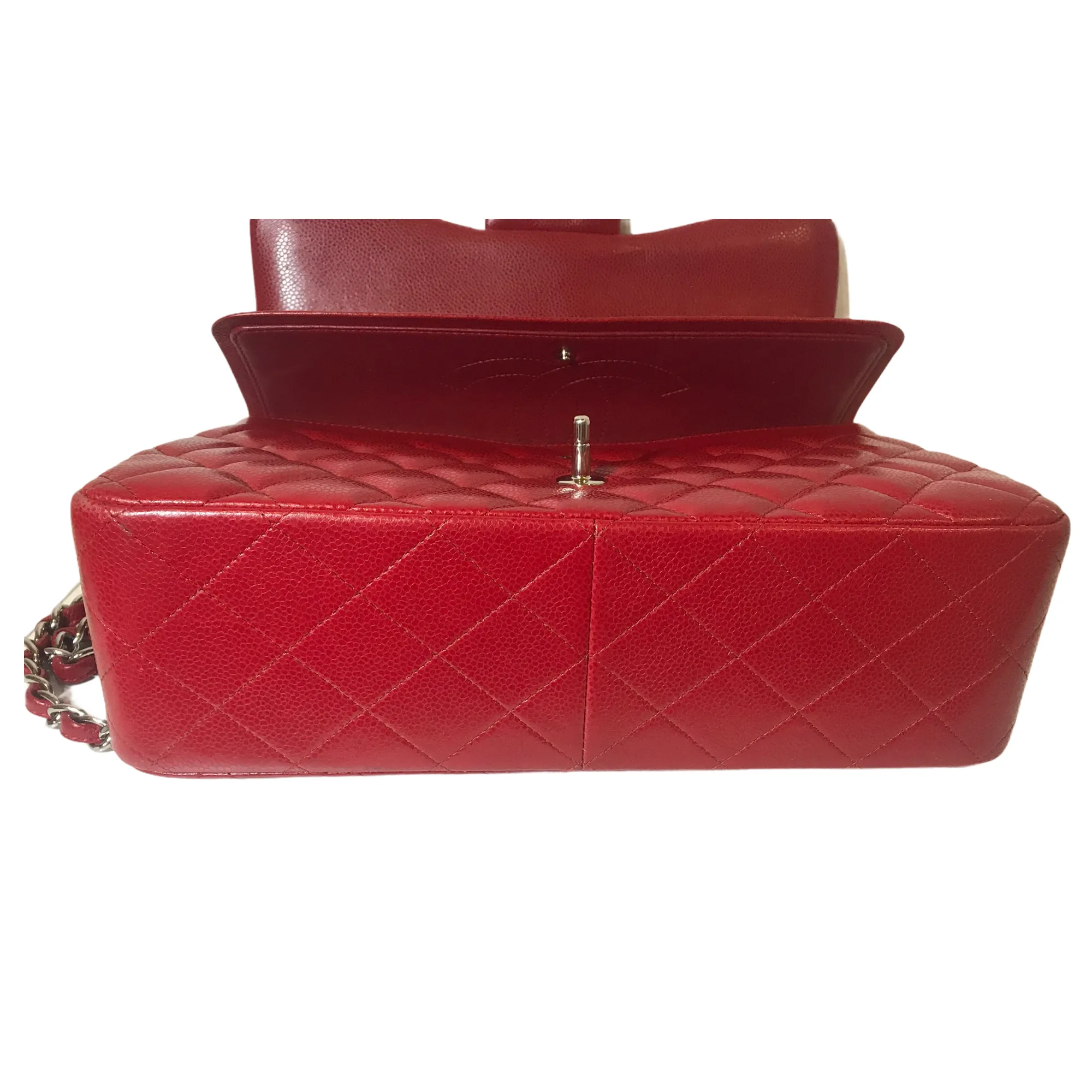 Classic Flap Jumbo Caviar Red SHW