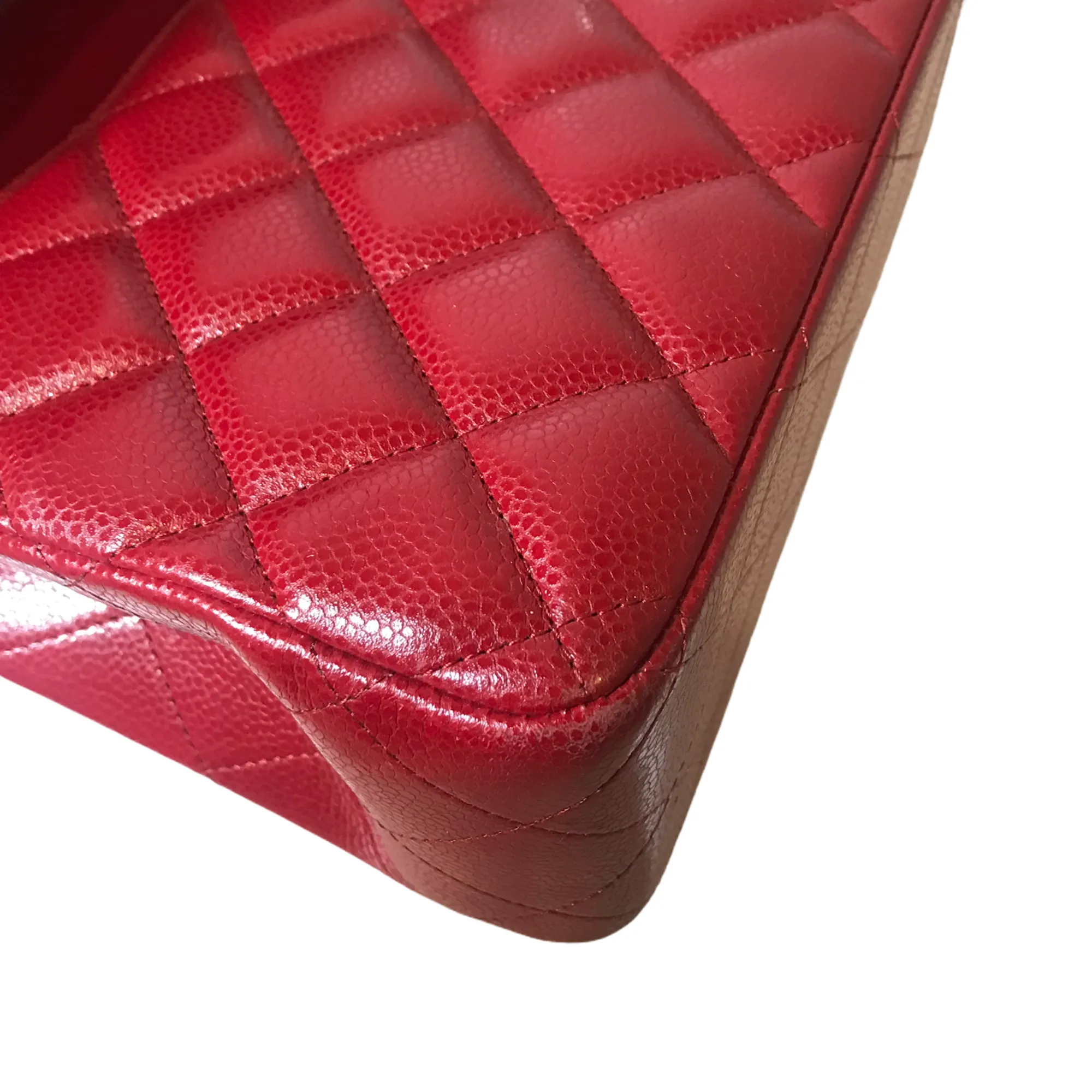 Classic Flap Jumbo Caviar Red SHW