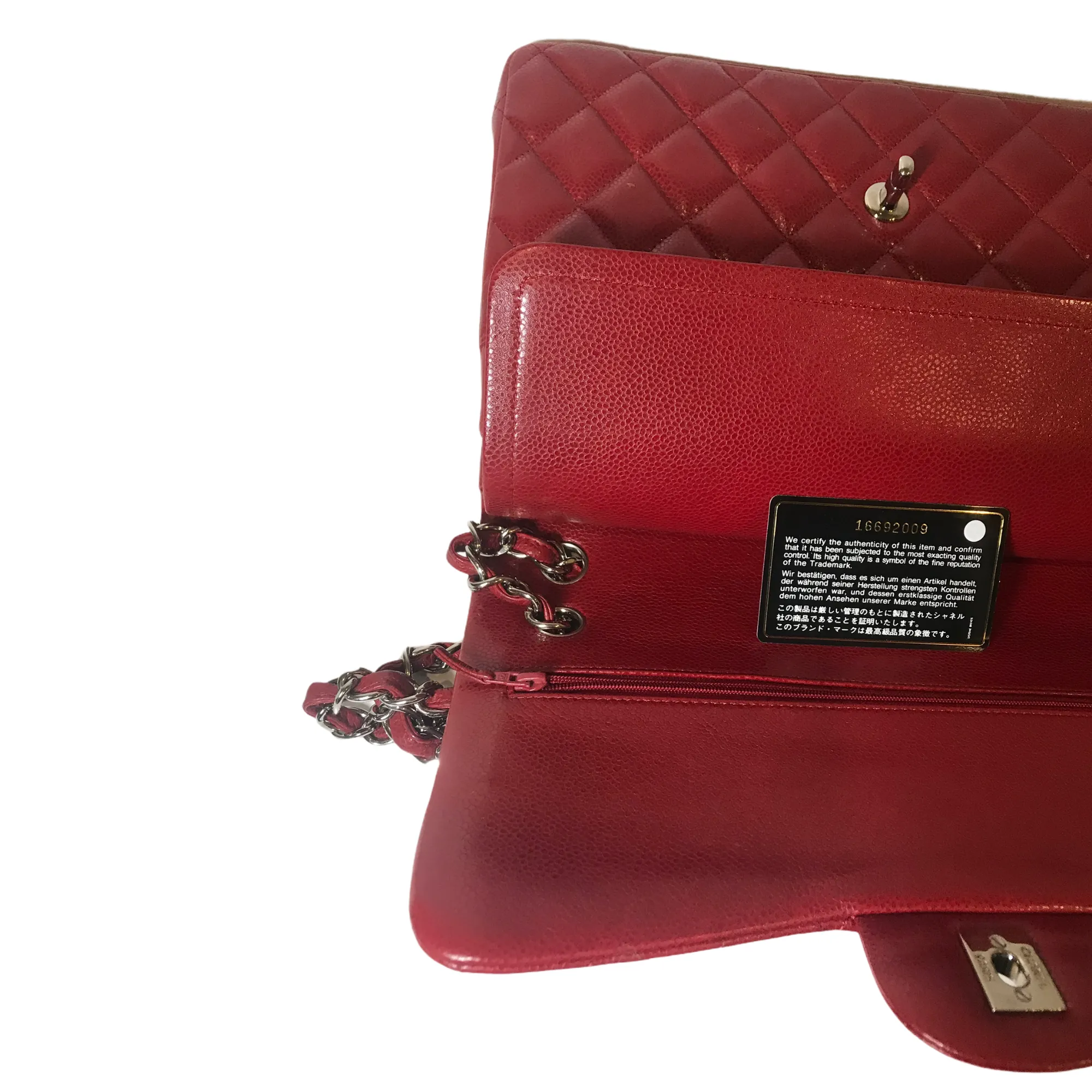 Classic Flap Jumbo Caviar Red SHW