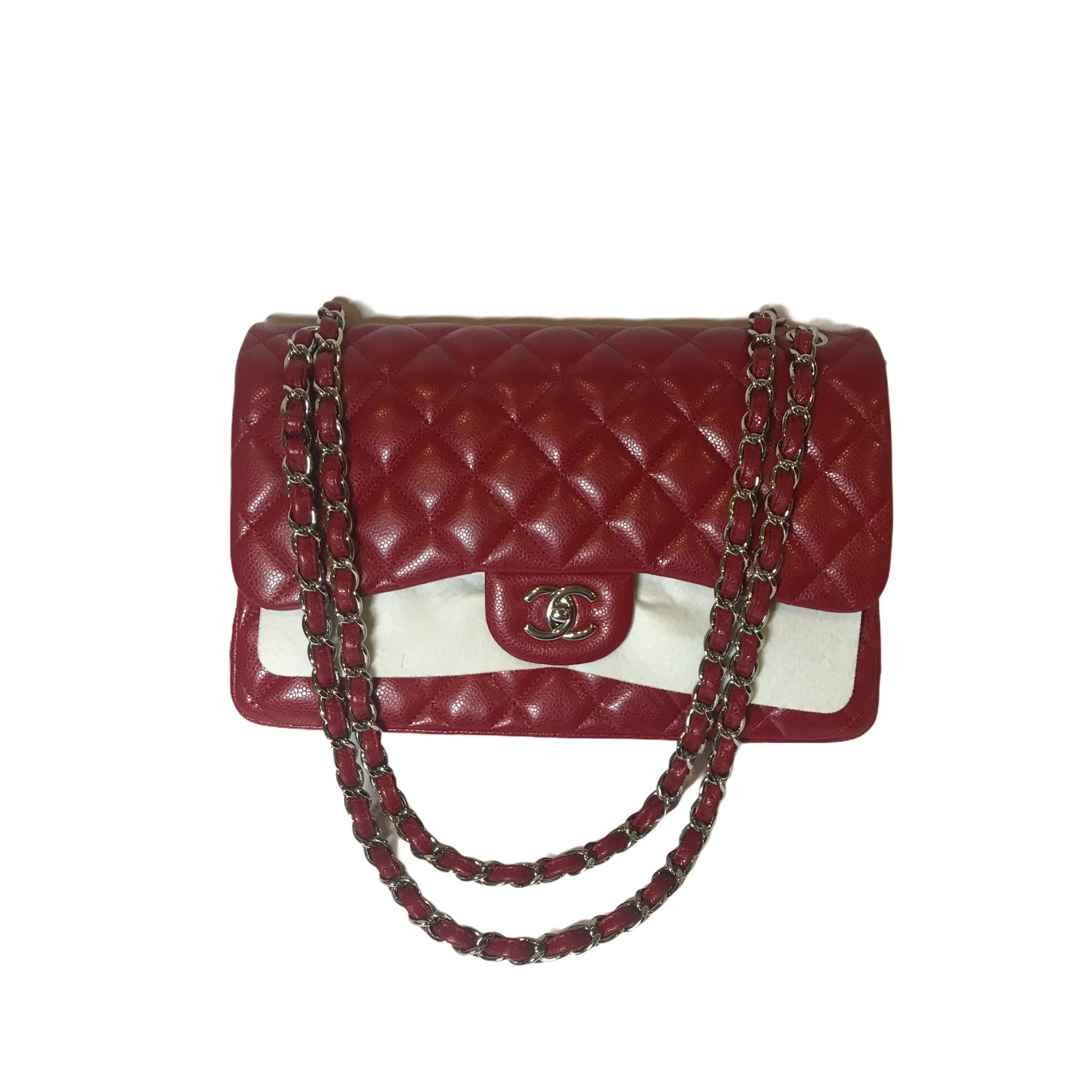 Classic Flap Jumbo Caviar Red SHW