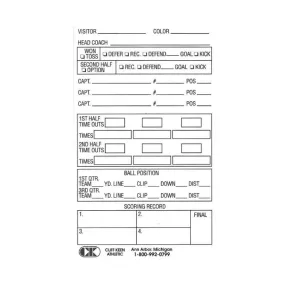 Cliff Keen Football Information Cards