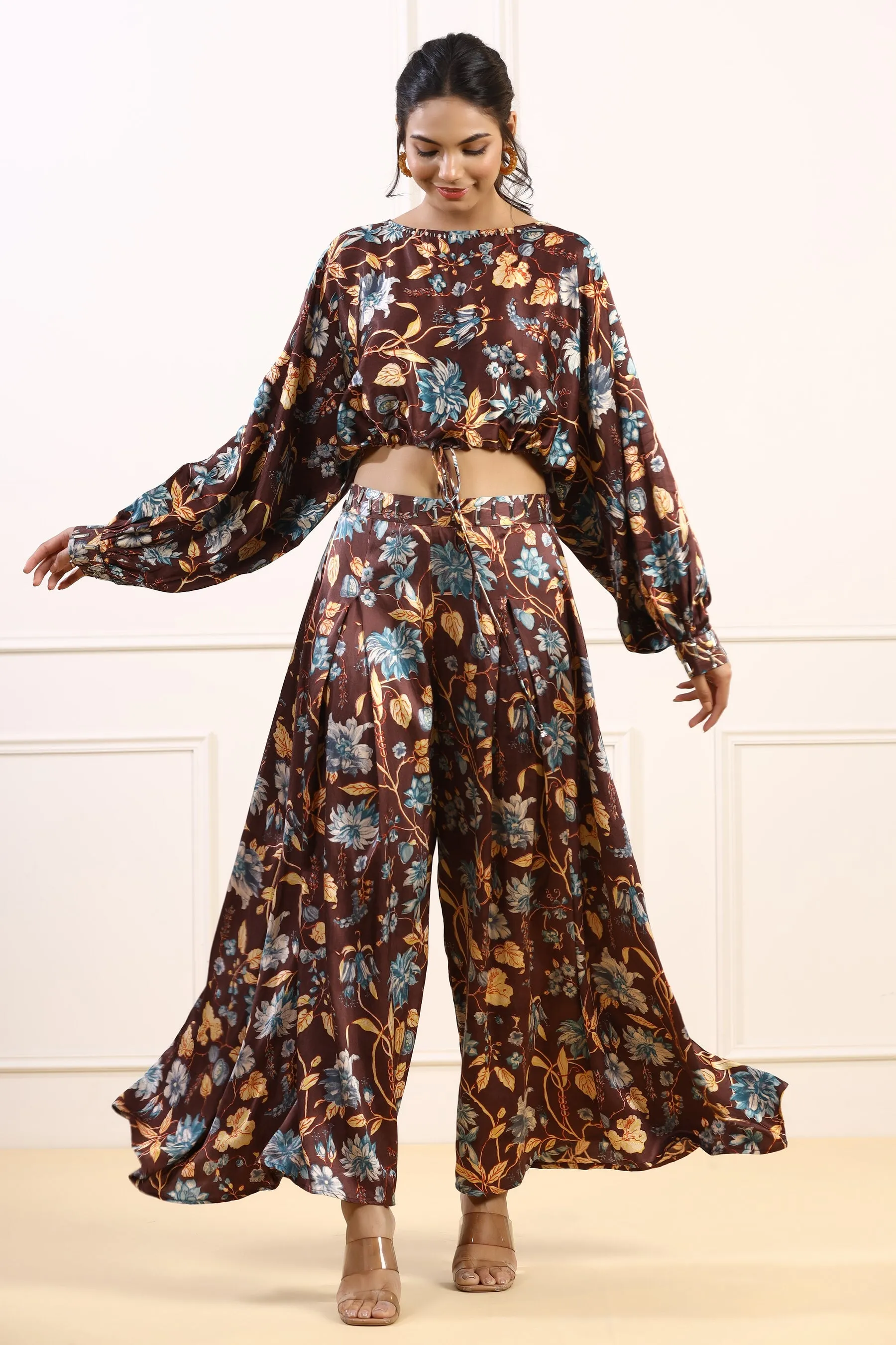 Cocoa Blossom Spleador Satin Co ord Set