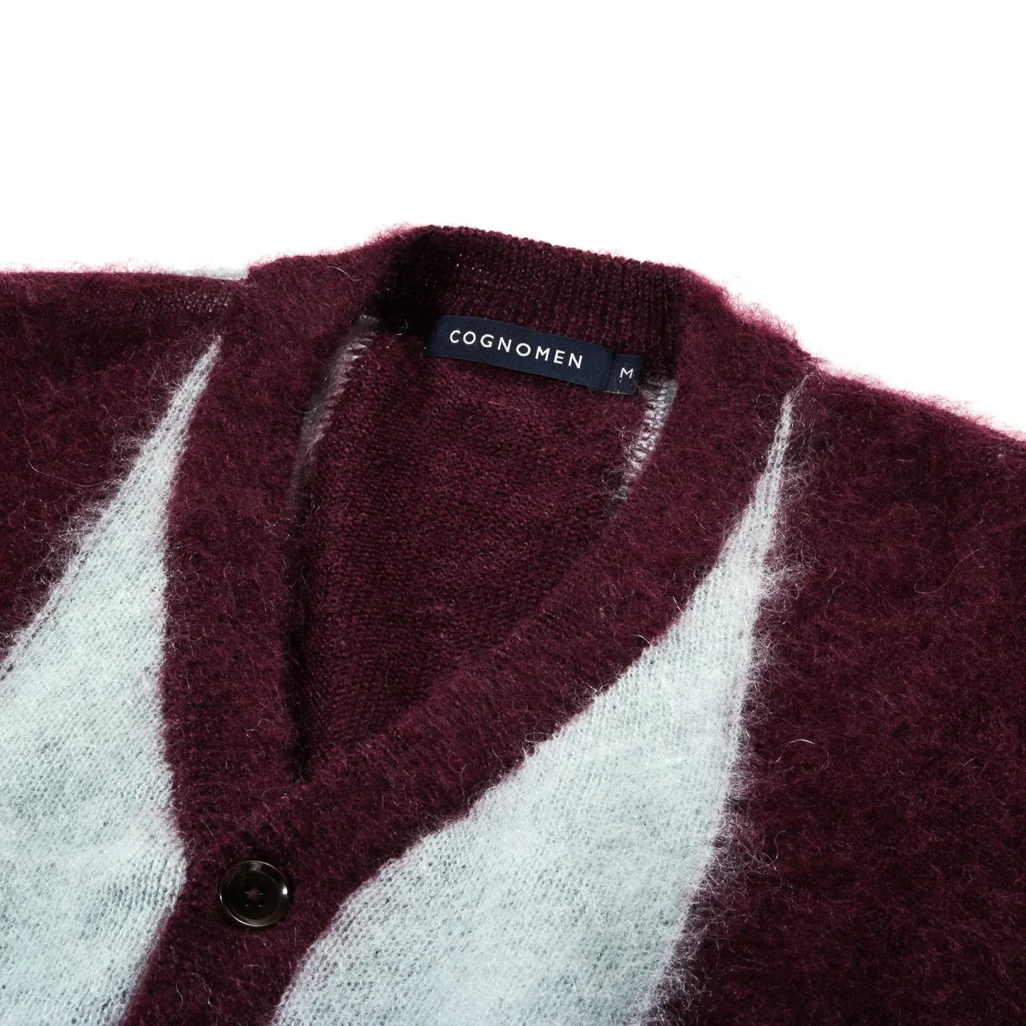 COGNOMEN FOOTBALL STRIPE KNIT CARDIGAN PURPLE