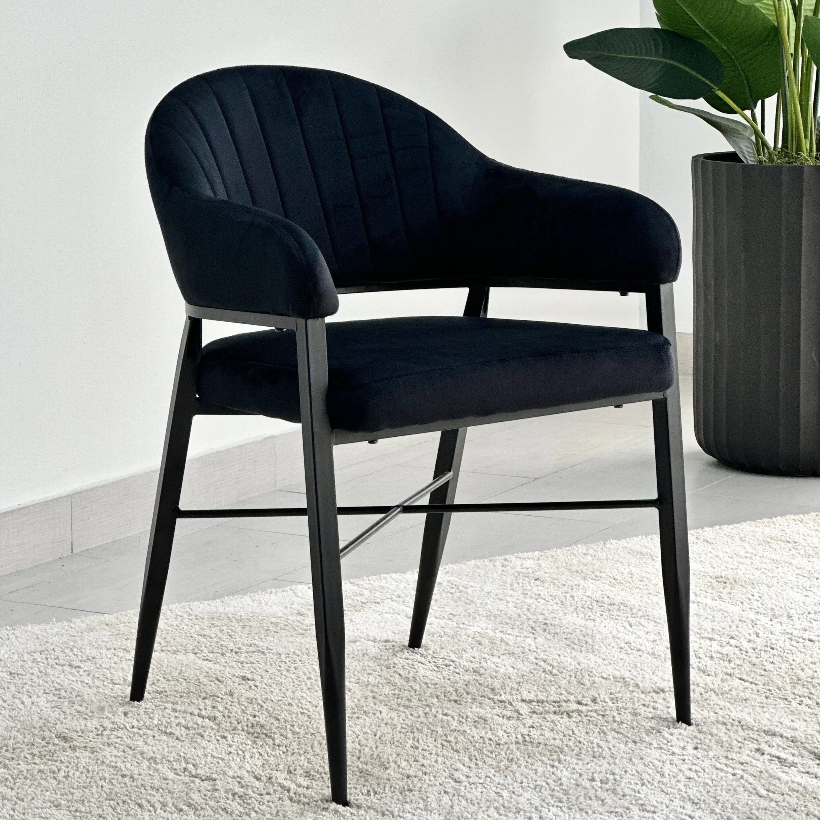 Coquette Velvet Black Arm Chair