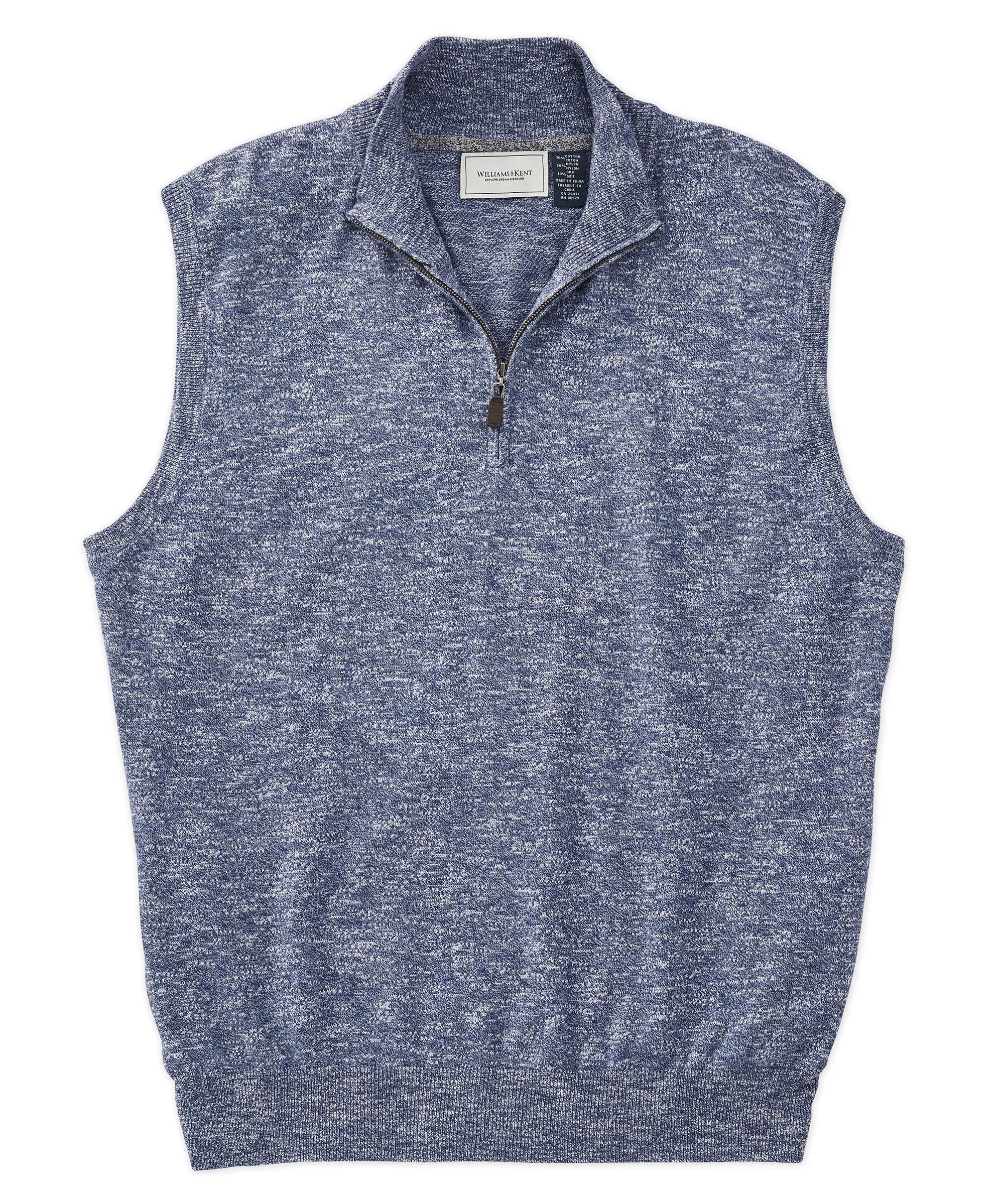 Cotton-Silk Blend Quarter-Zip Sweater Vest