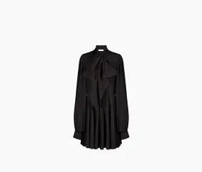 CREPE DE CHINE MIDI SHIRT DRESS BLACK 23ACRO027SE1383U9000