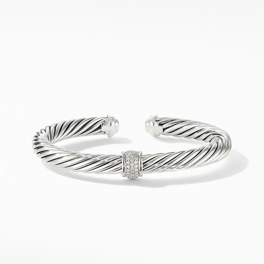 David Yurman Cable Classic Collection® Centre Station Bracelet with Pavé Diamonds