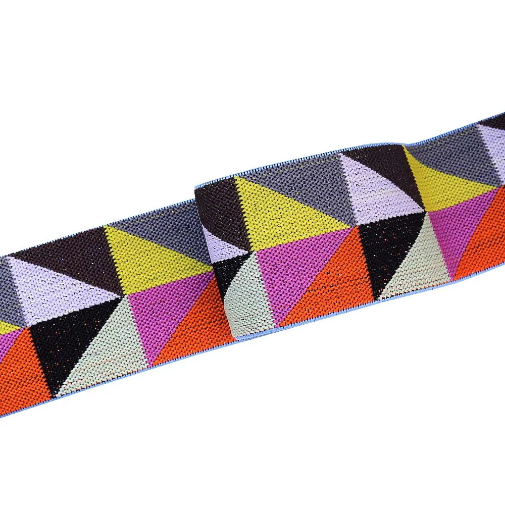 Designer Geometric Pattern Multicolor Woven Elastic Tape