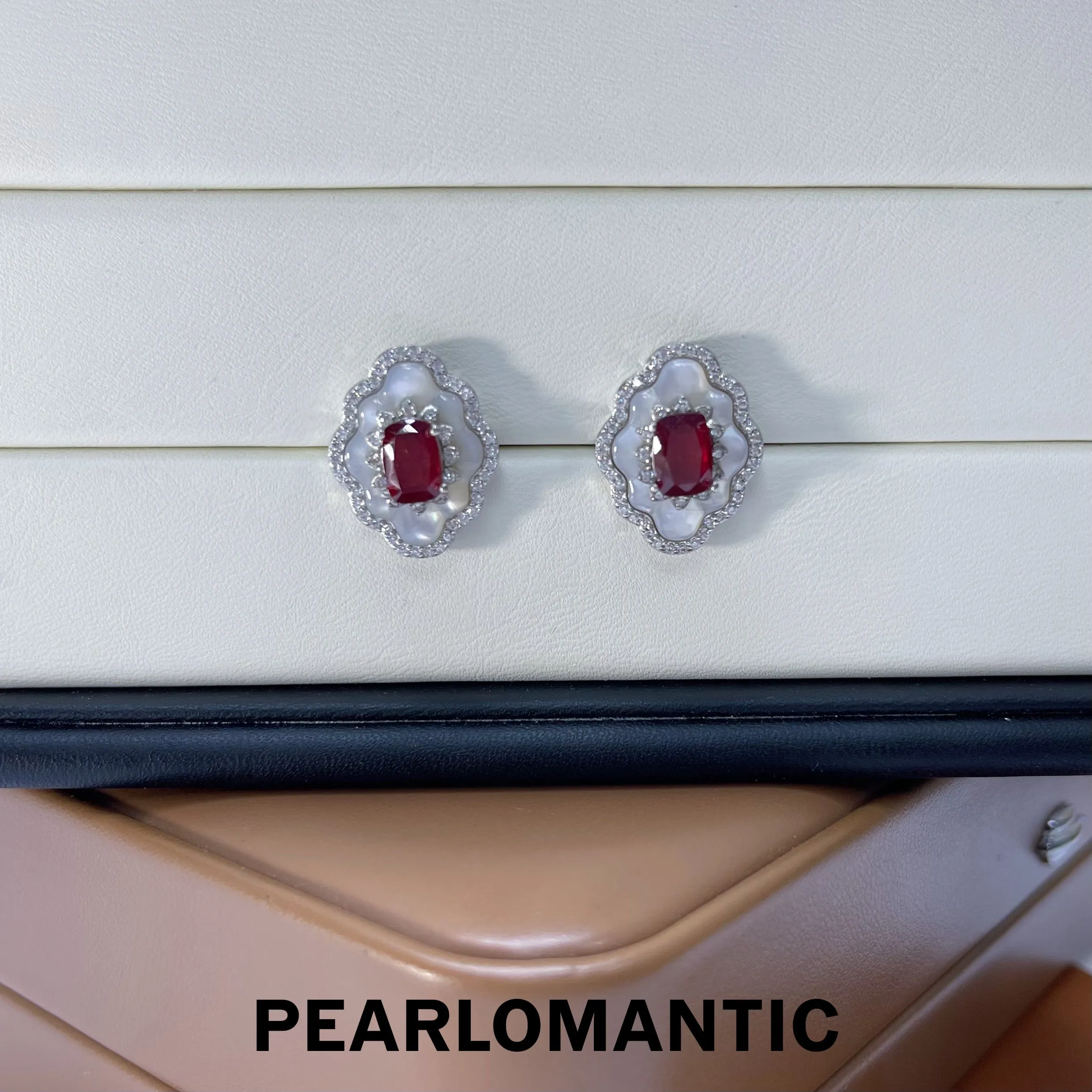 [Designer's Choice] Ruby 2ct   Zircon Earring Stud w/ S925 Silver