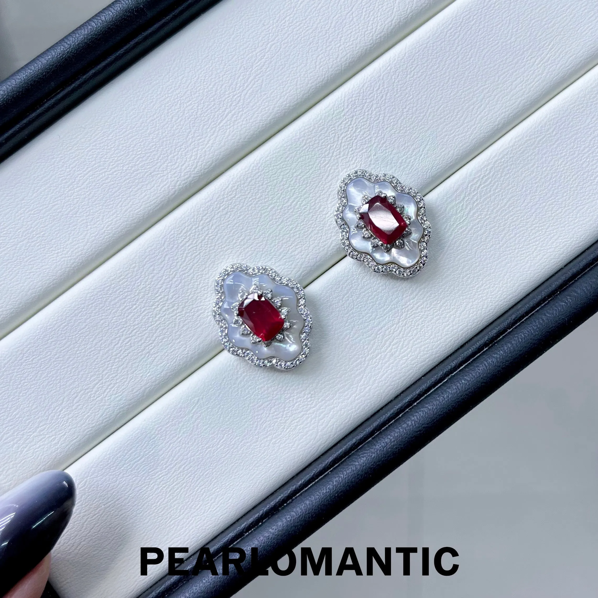 [Designer's Choice] Ruby 2ct   Zircon Earring Stud w/ S925 Silver