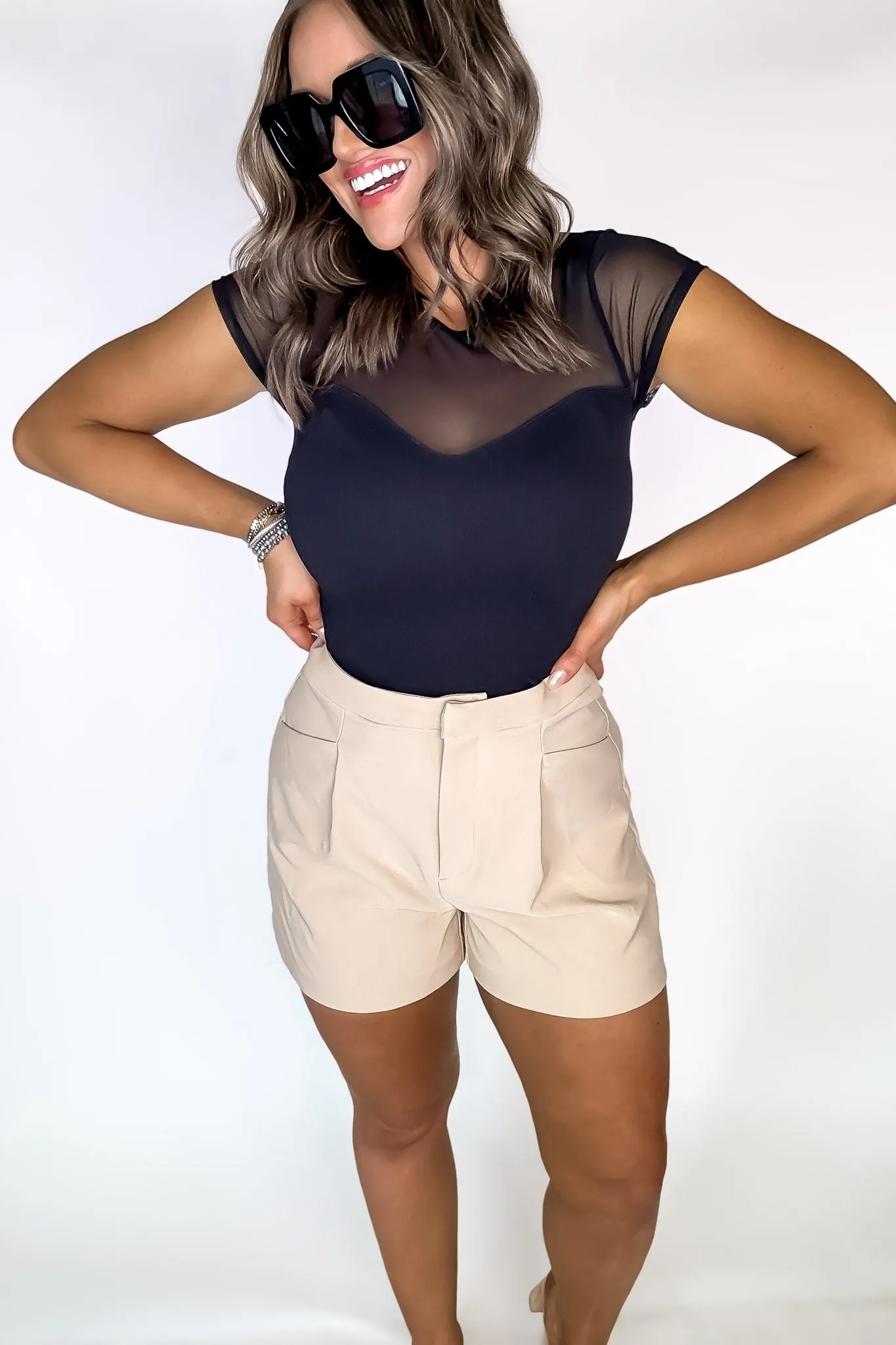 Designs Beyond Definition Khaki Pleated Waist Woven Shorts