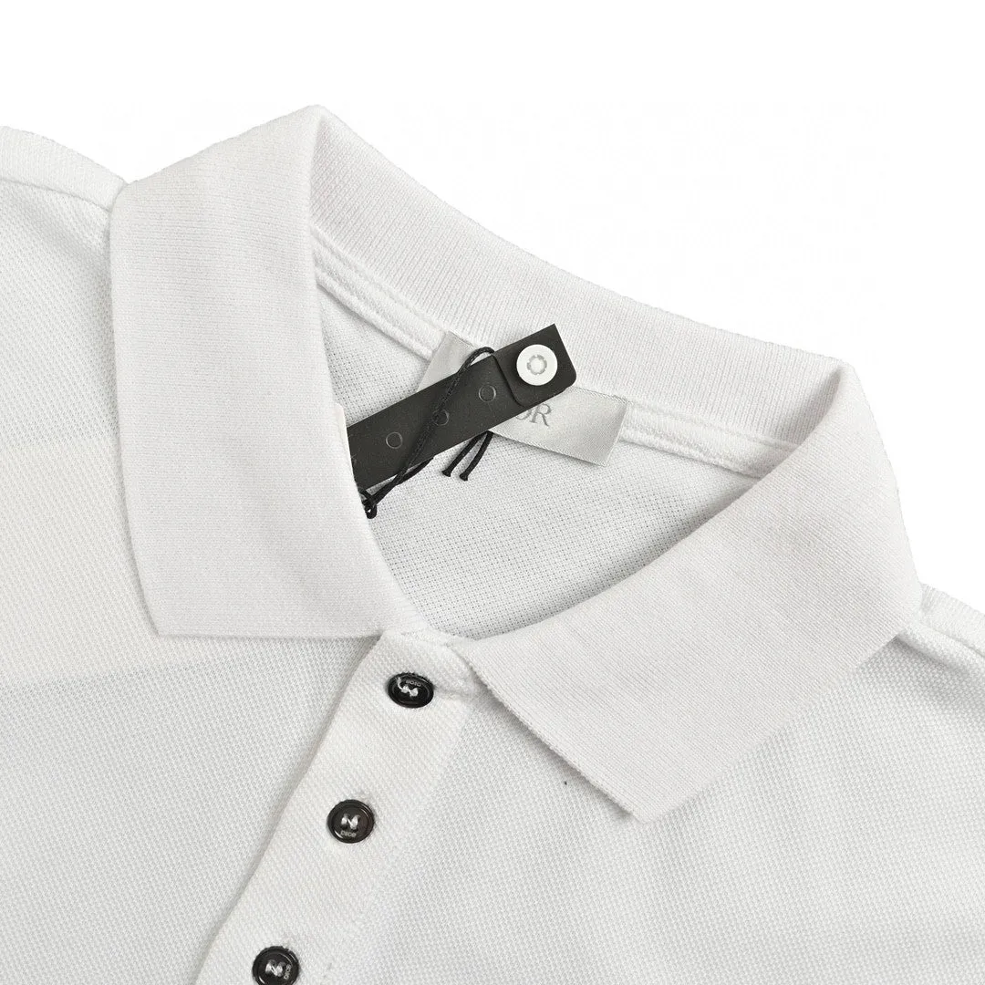 Dior Oblique Embroidered White Polo Shirt