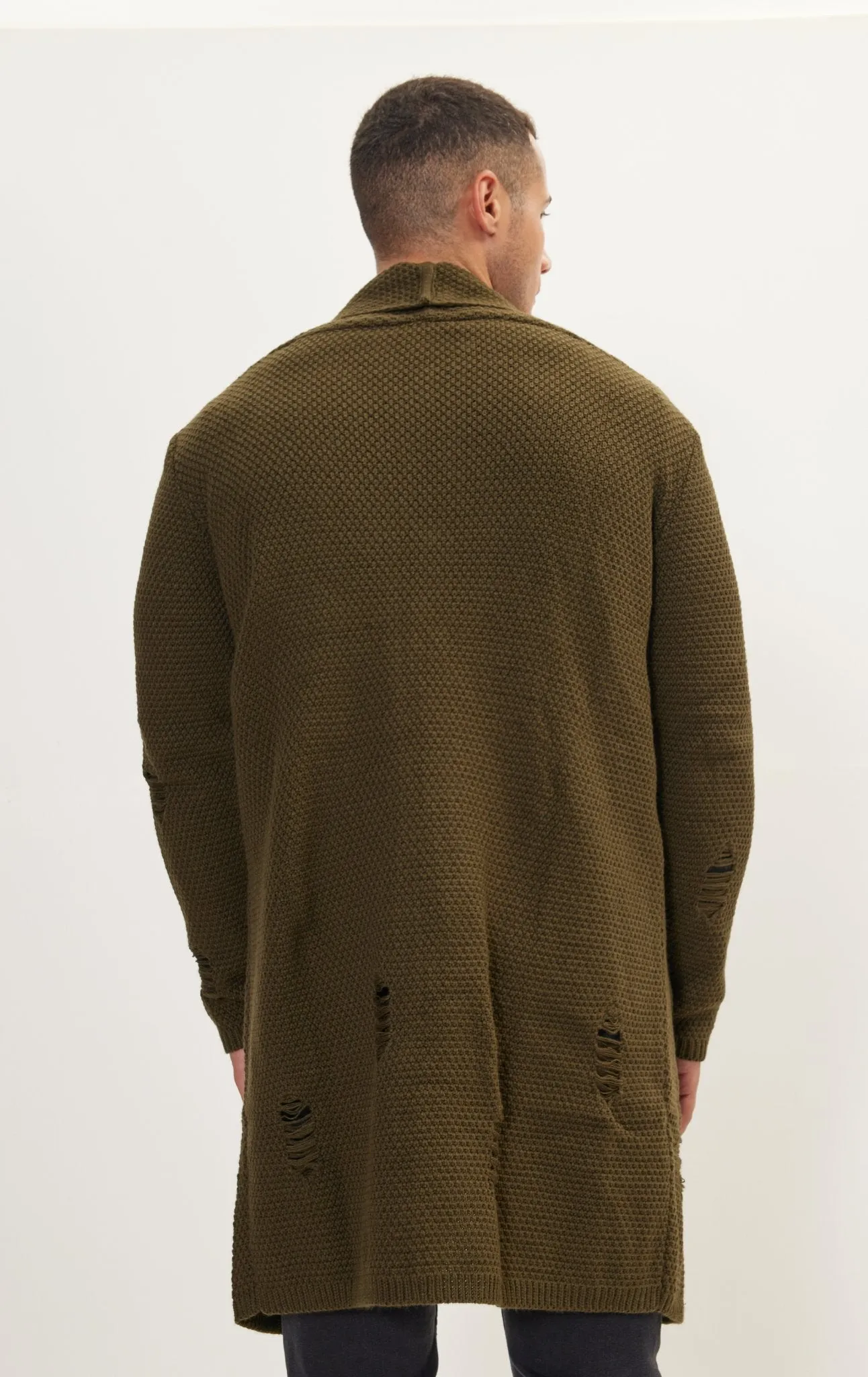 Distorted Knitted Cardigan - Khaki