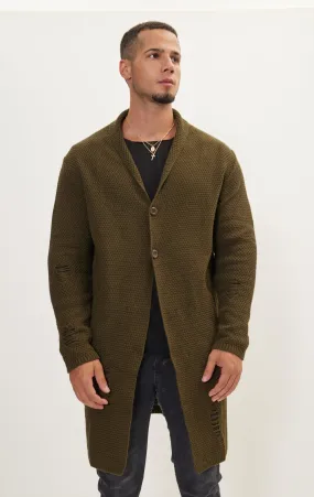 Distorted Knitted Cardigan - Khaki