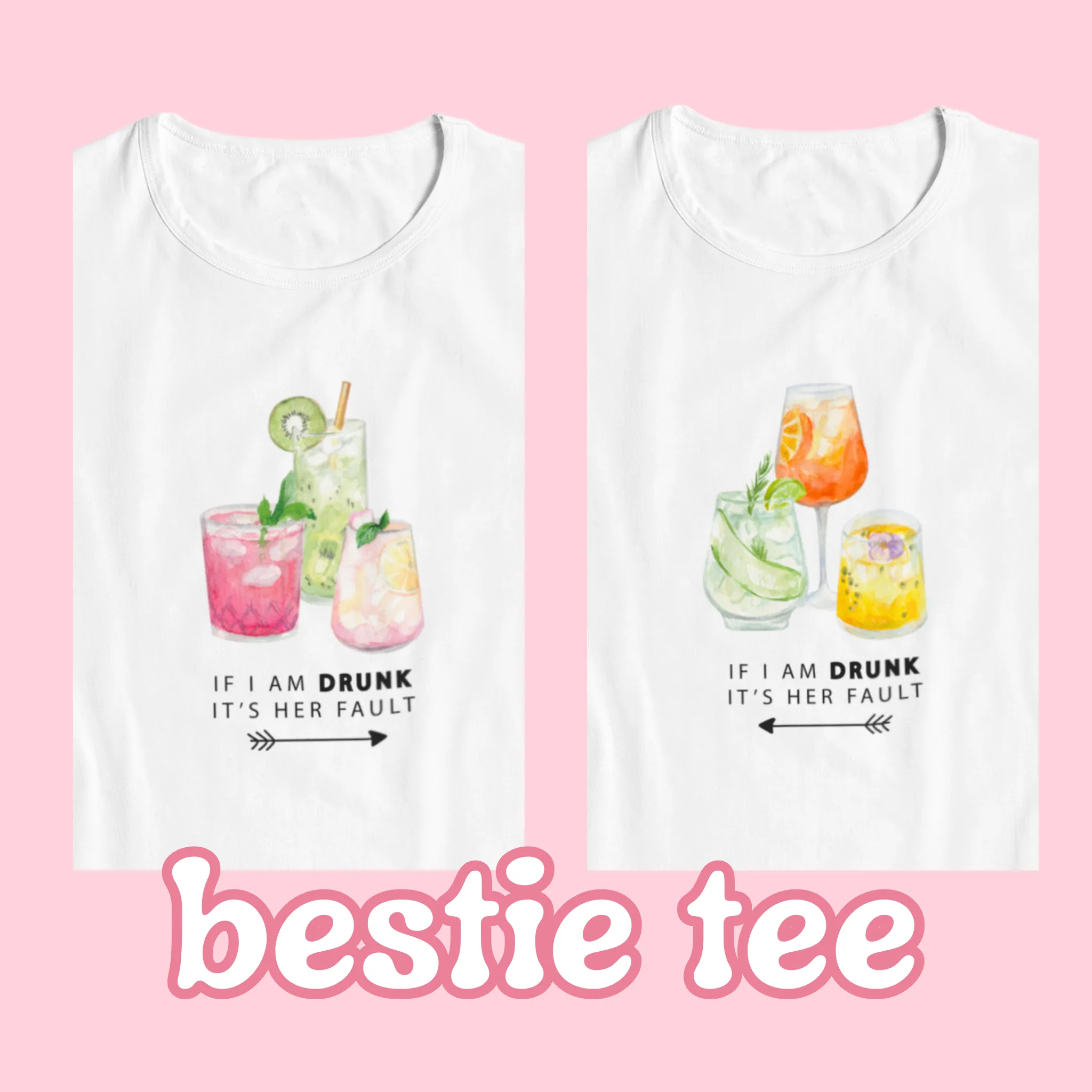 DRUNK (gul drink), BABY TEE - HVID