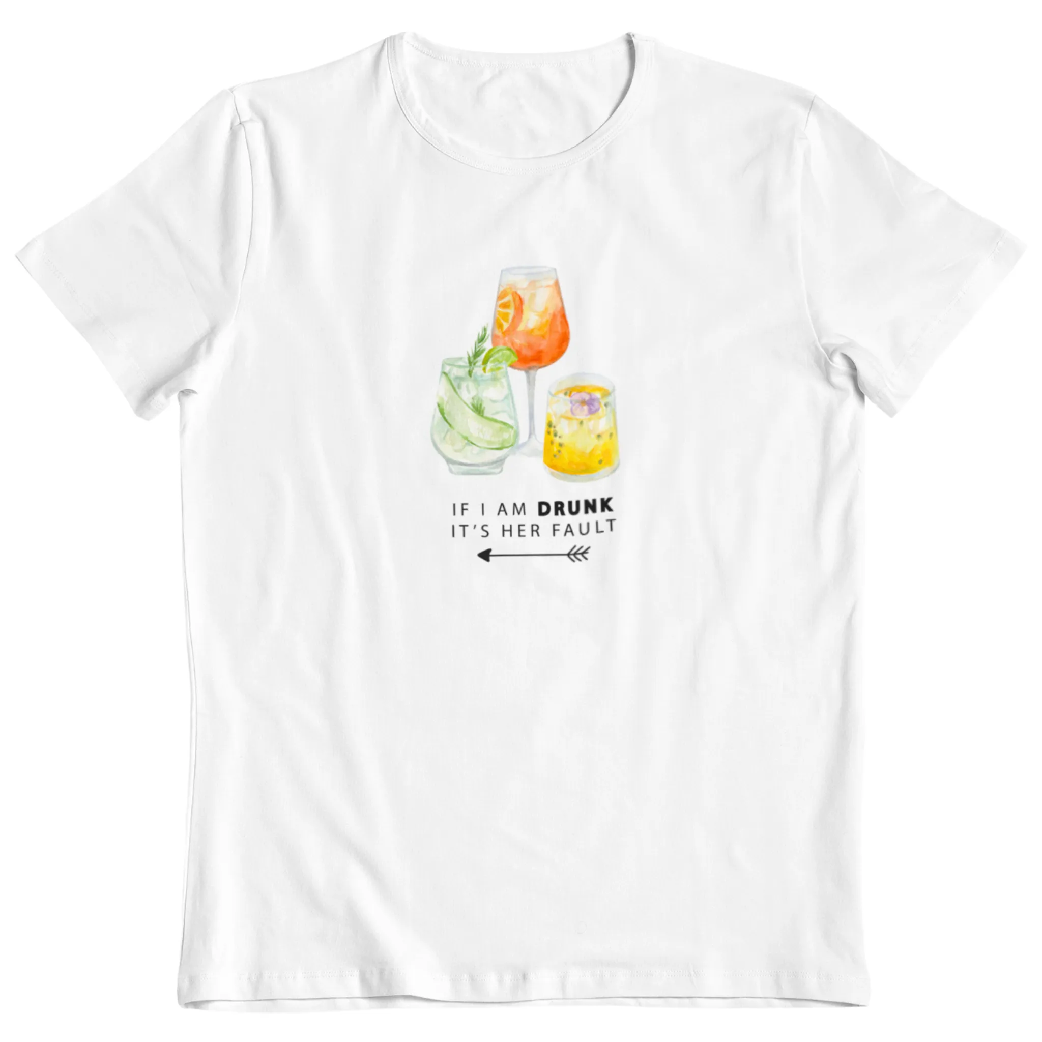 DRUNK (gul drink), BABY TEE - HVID