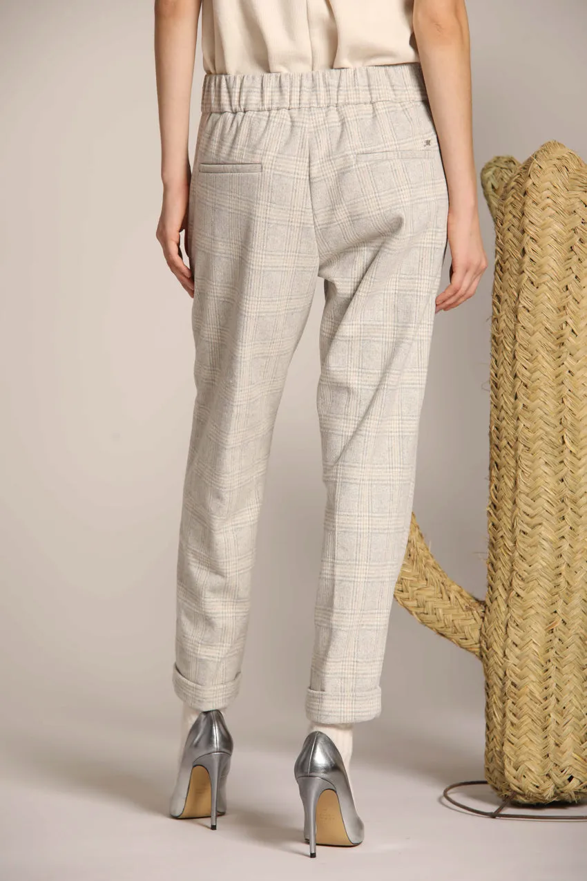 Easy Jogger pantalone chino donna in jersey con pattern galles relaxed fit