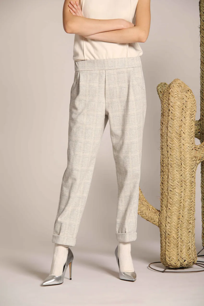 Easy Jogger pantalone chino donna in jersey con pattern galles relaxed fit