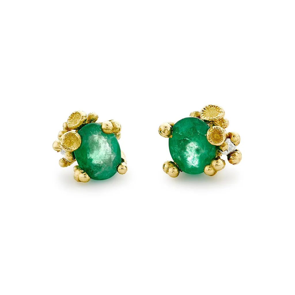 Emerald and Diamond Encrusted Studs