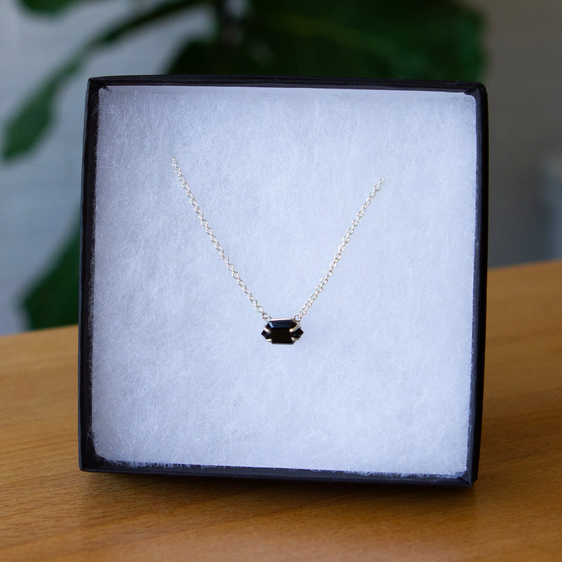 Emerson Black Garnet Necklace in Silver