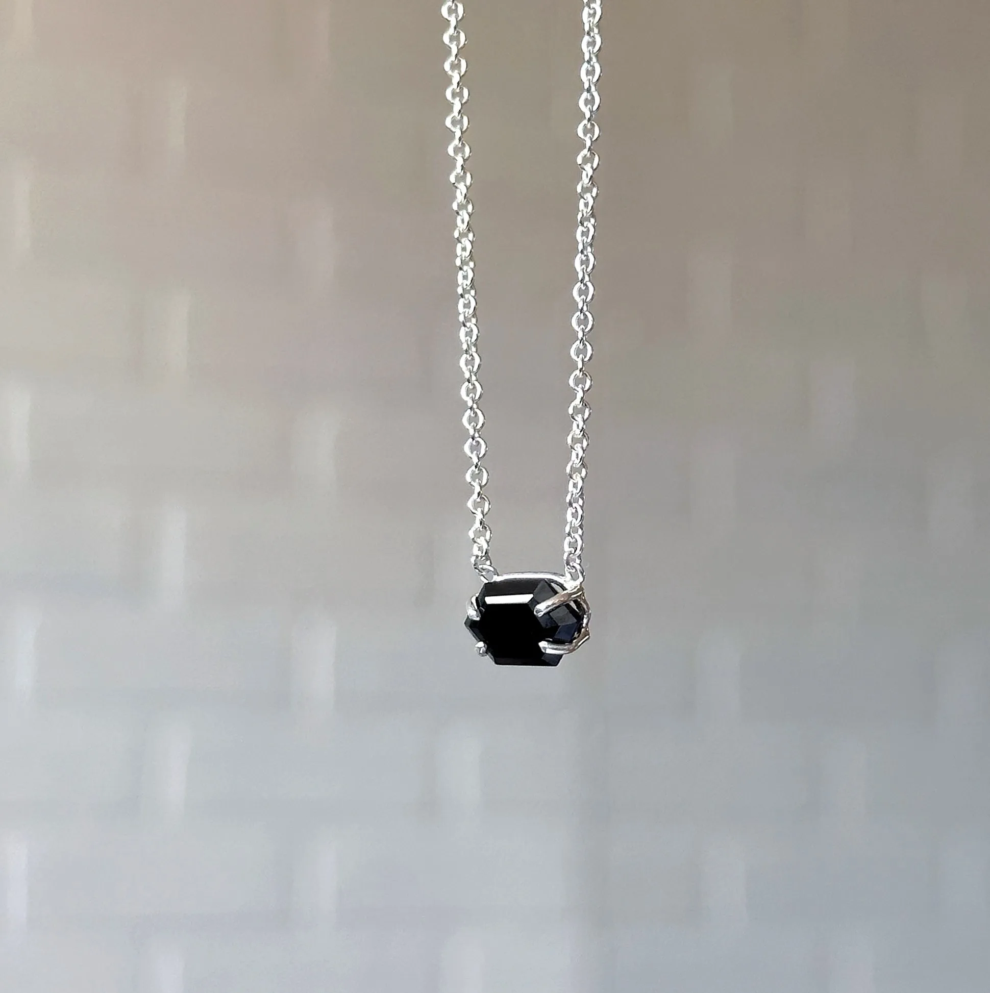 Emerson Black Garnet Necklace in Silver