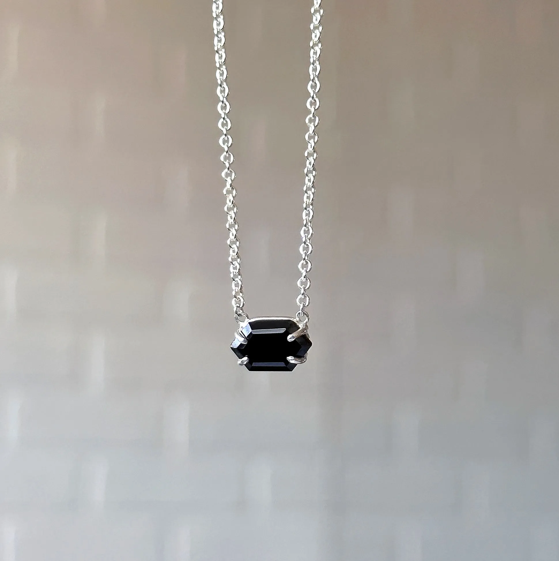 Emerson Black Garnet Necklace in Silver