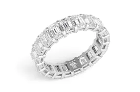 Eternity Ring 3.44 cts Emerald Cut Diamonds & Platinum Size 5 1/4