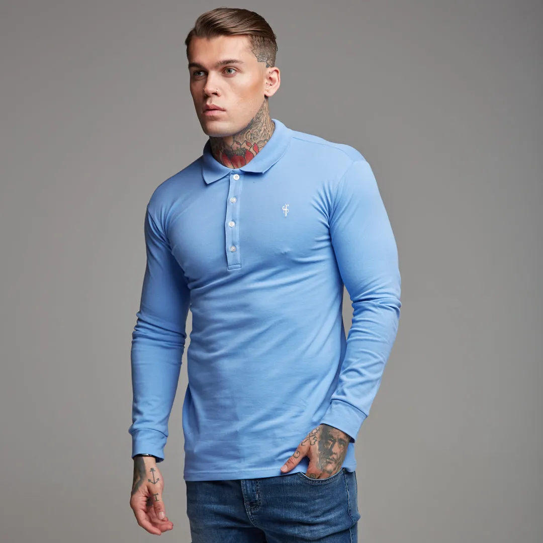 Father Sons Classic Light Blue Polo Long Sleeve Shirt - FSH161