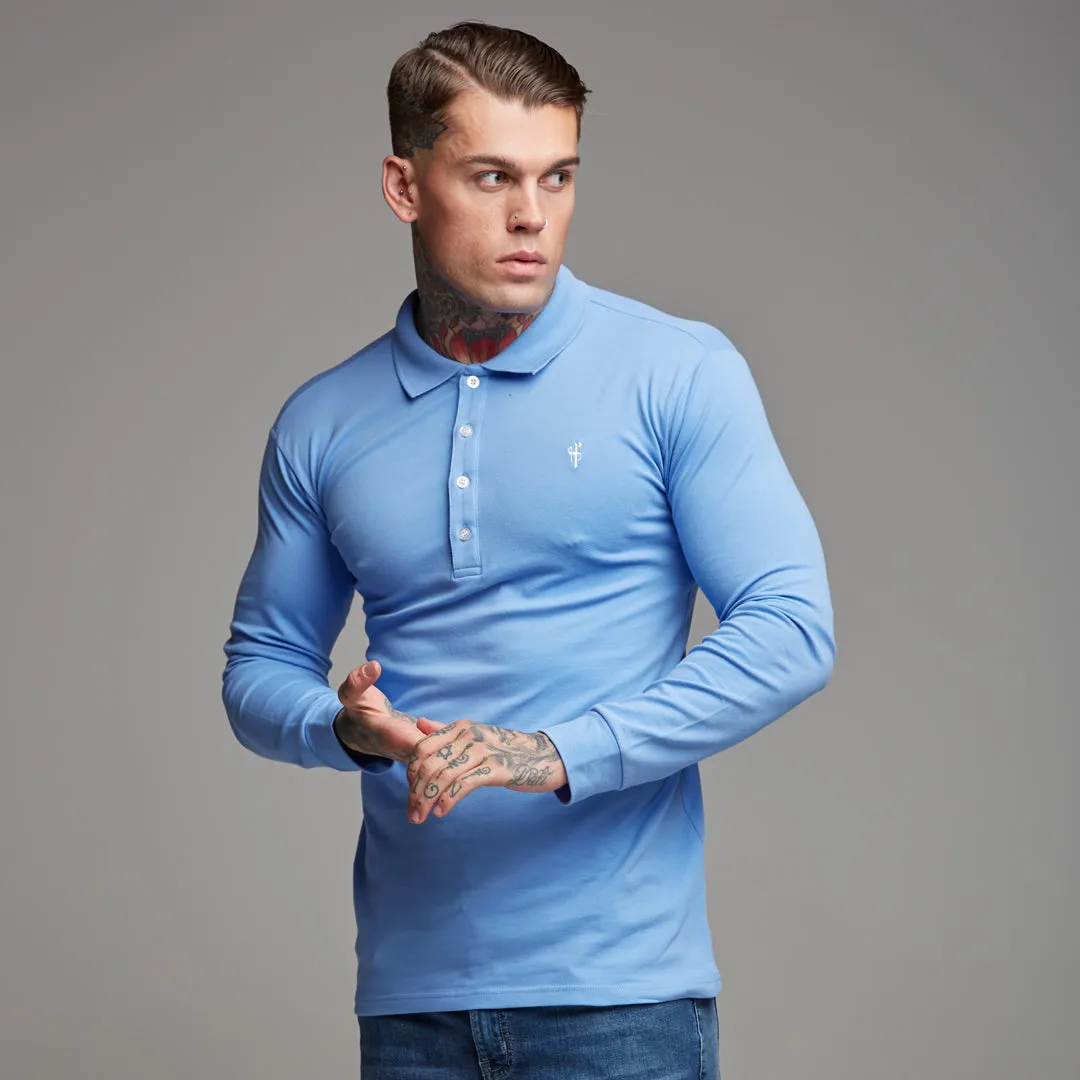 Father Sons Classic Light Blue Polo Long Sleeve Shirt - FSH161