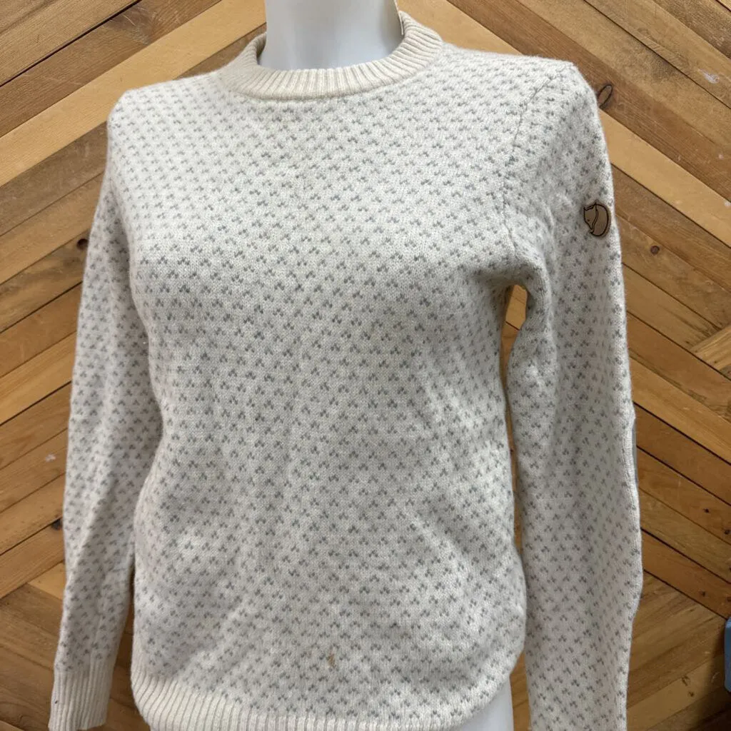 Fjallraven - Women's Ovik Nordic Wool Sweater - MSRP $200: White/Grey-women-SM