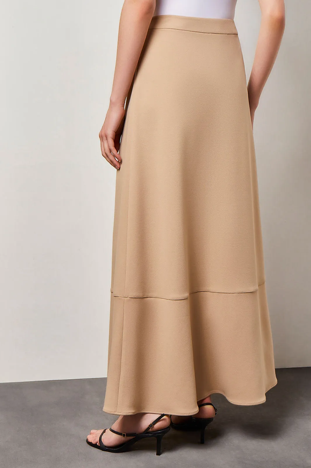 Flare Deco Crepe Maxi Skirt, Dark Champagne