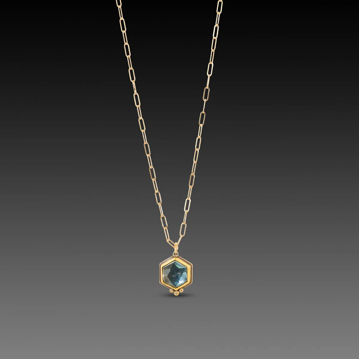 Geometric Topaz Necklace with Diamond Trio