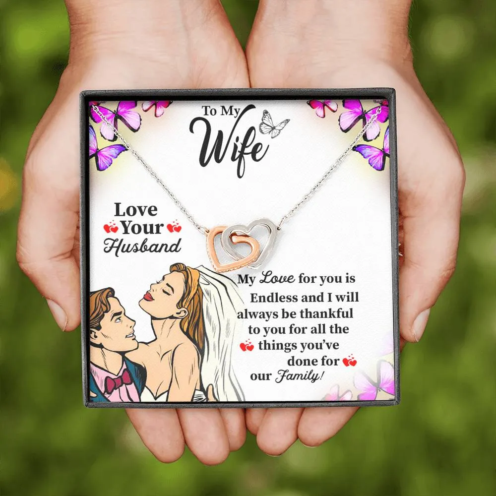 Gifts For Wife Interlocking Heart Necklace For Wife