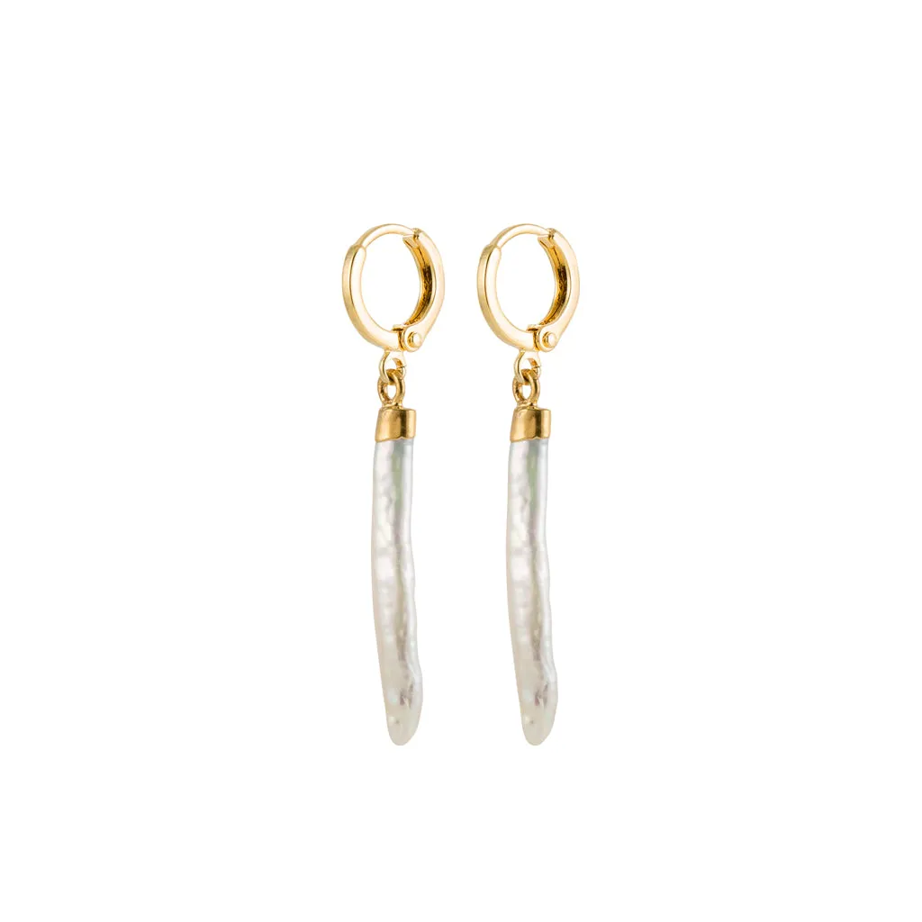 Gold Pearl Spike Earrings