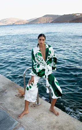 Green Printed Silk Kimono