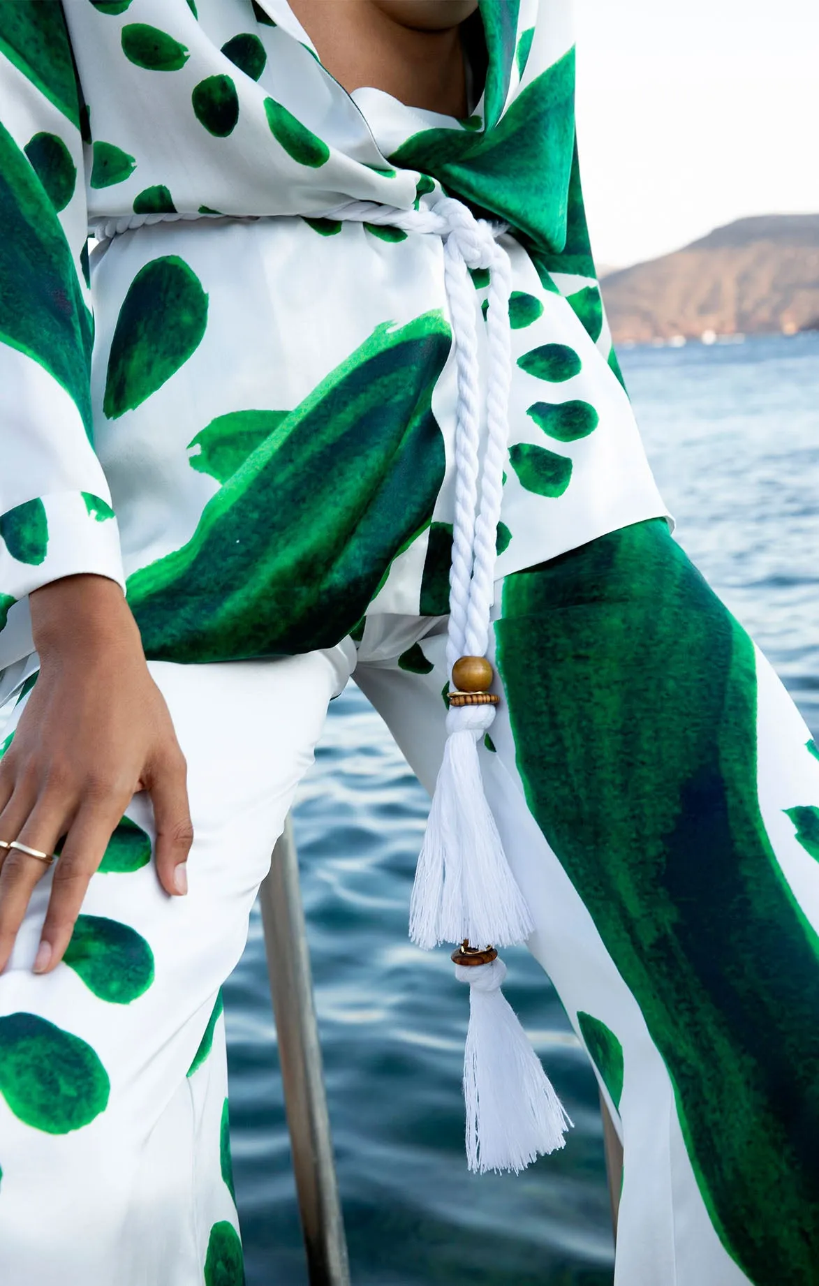 Green Printed Silk Kimono