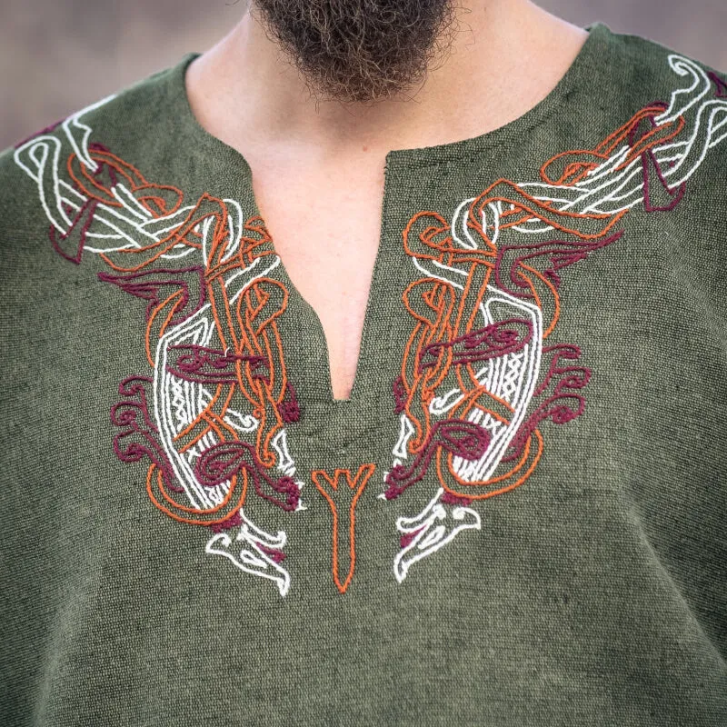 Green Tunic w/ Embroidery - Cotton