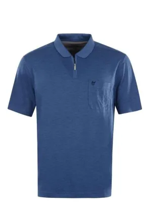 Hajo Softknit Quarter Zip Blue Polo Blue