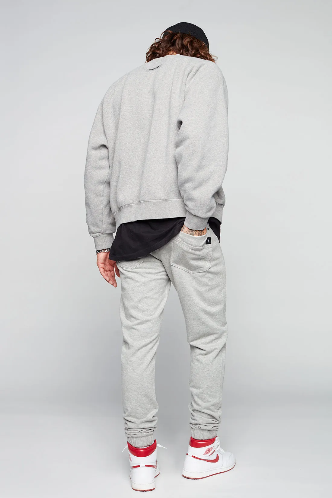 HENDRIX - 5 Pocket Moto Stitch French Terry Jogger - Light Grey