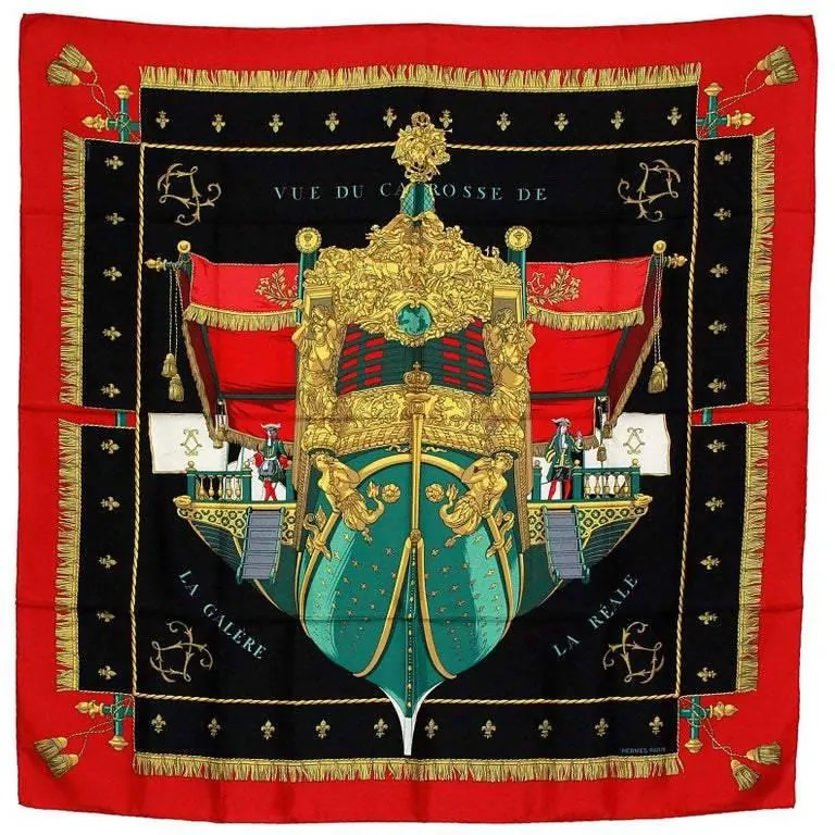 HERMES Vue Du Carrosse De La Galère La Réale Silk Scarf