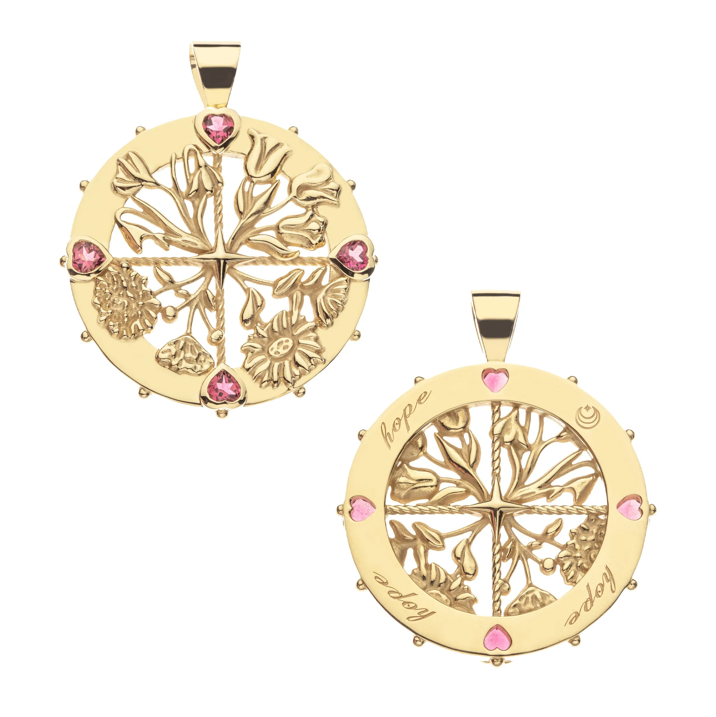 HOPE 14k Pink Tourmaline Coin Pendant