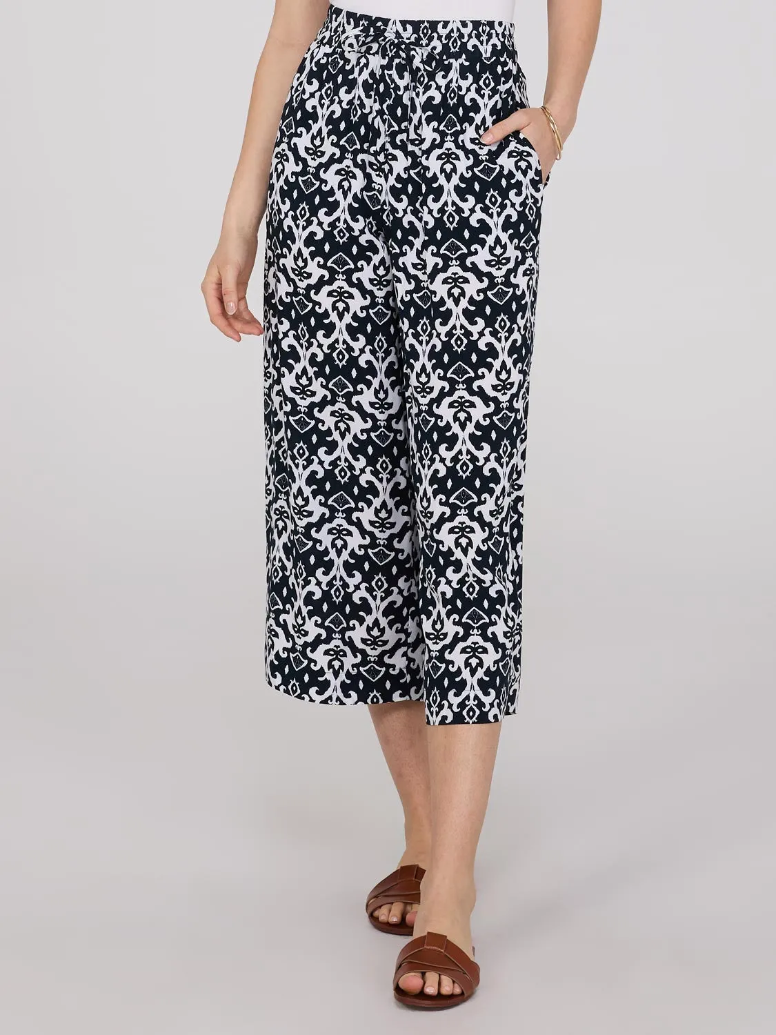 Ikat Print Gaucho Pants