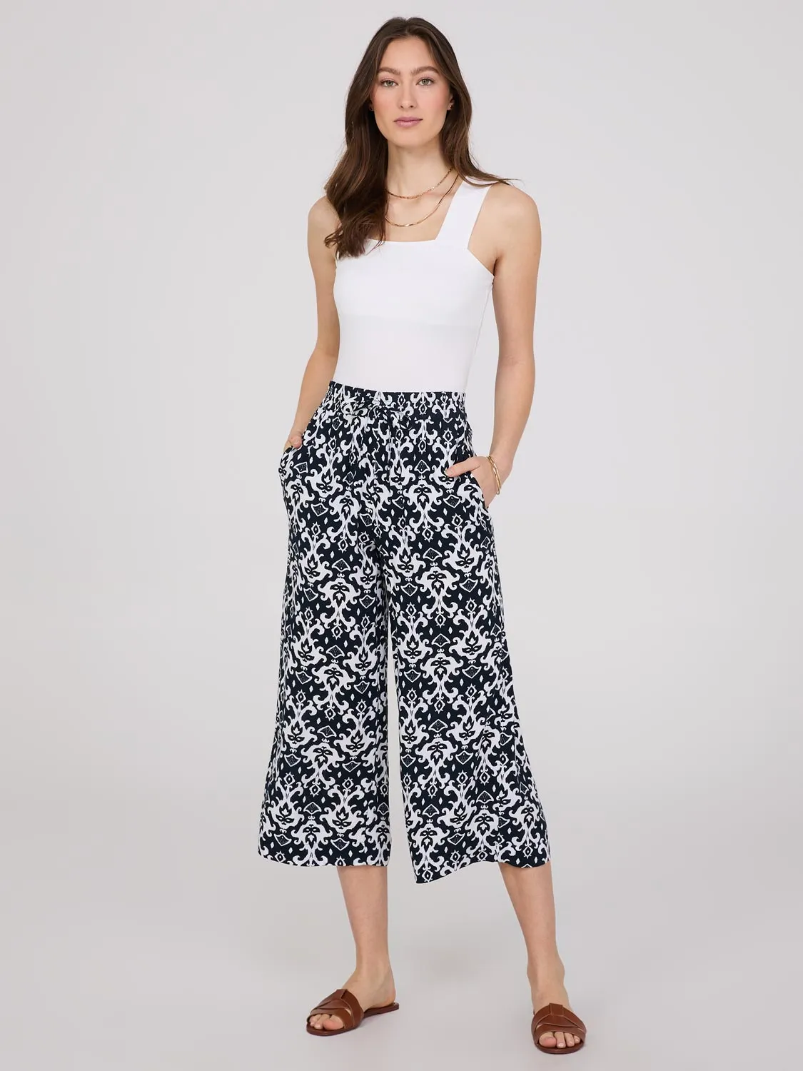 Ikat Print Gaucho Pants