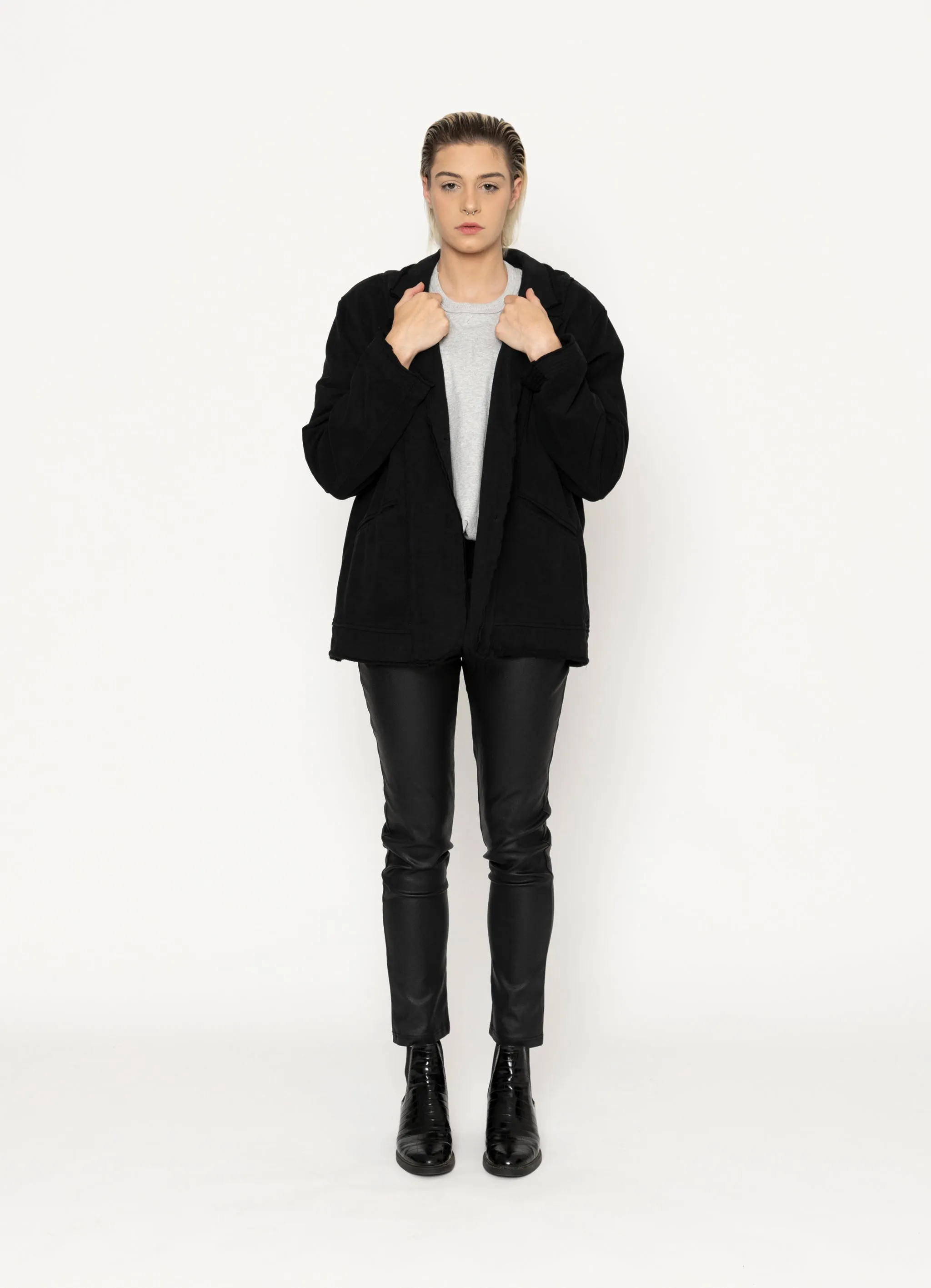 Indie Sweatshirt Jacket - Black